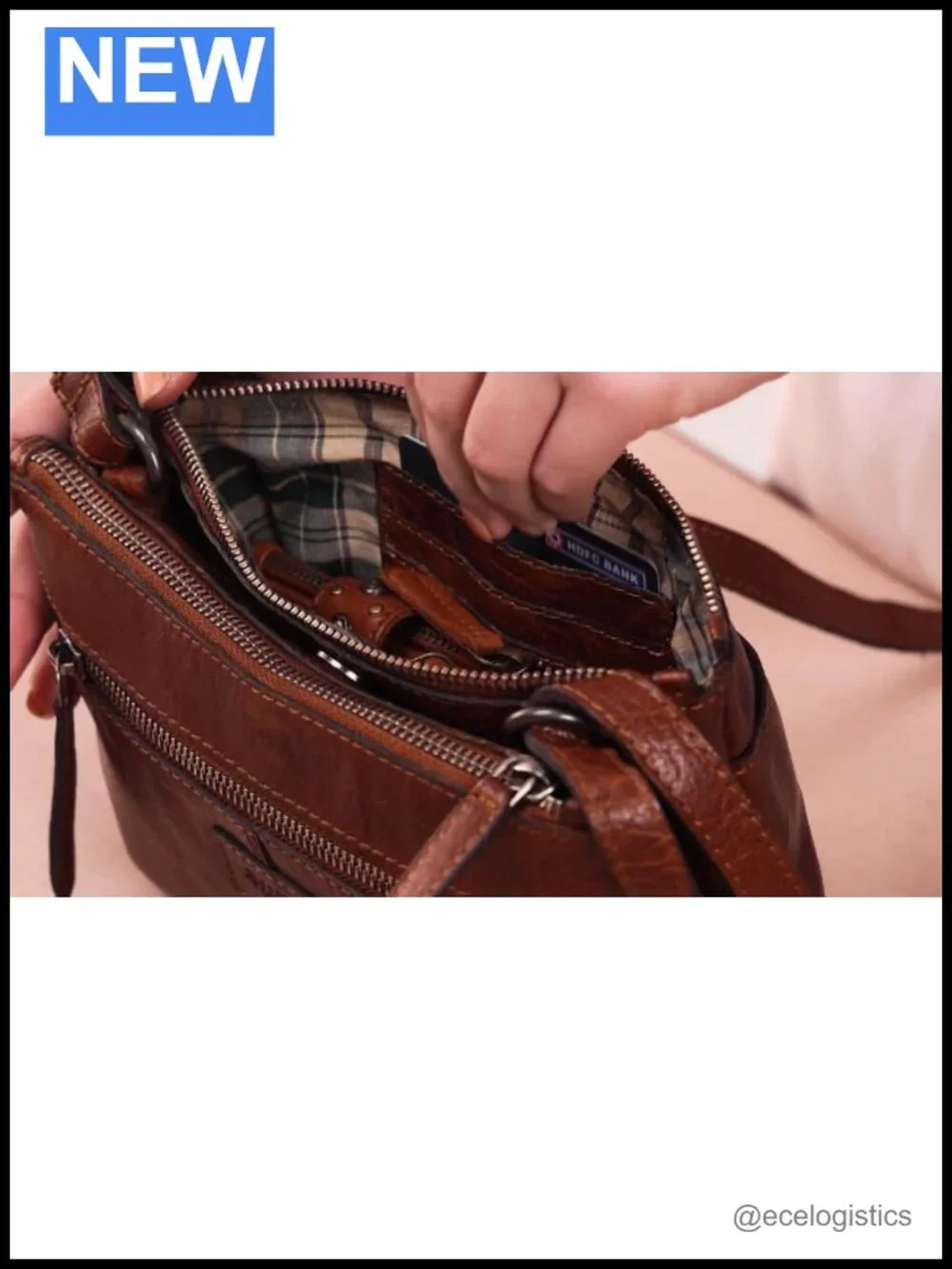 Genuine Leather Crossbody Sling Bag for Women with Adjustable Strap
